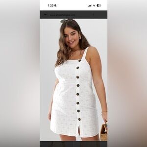 Asos White Eyelet Button-Down Dress 14 NWT